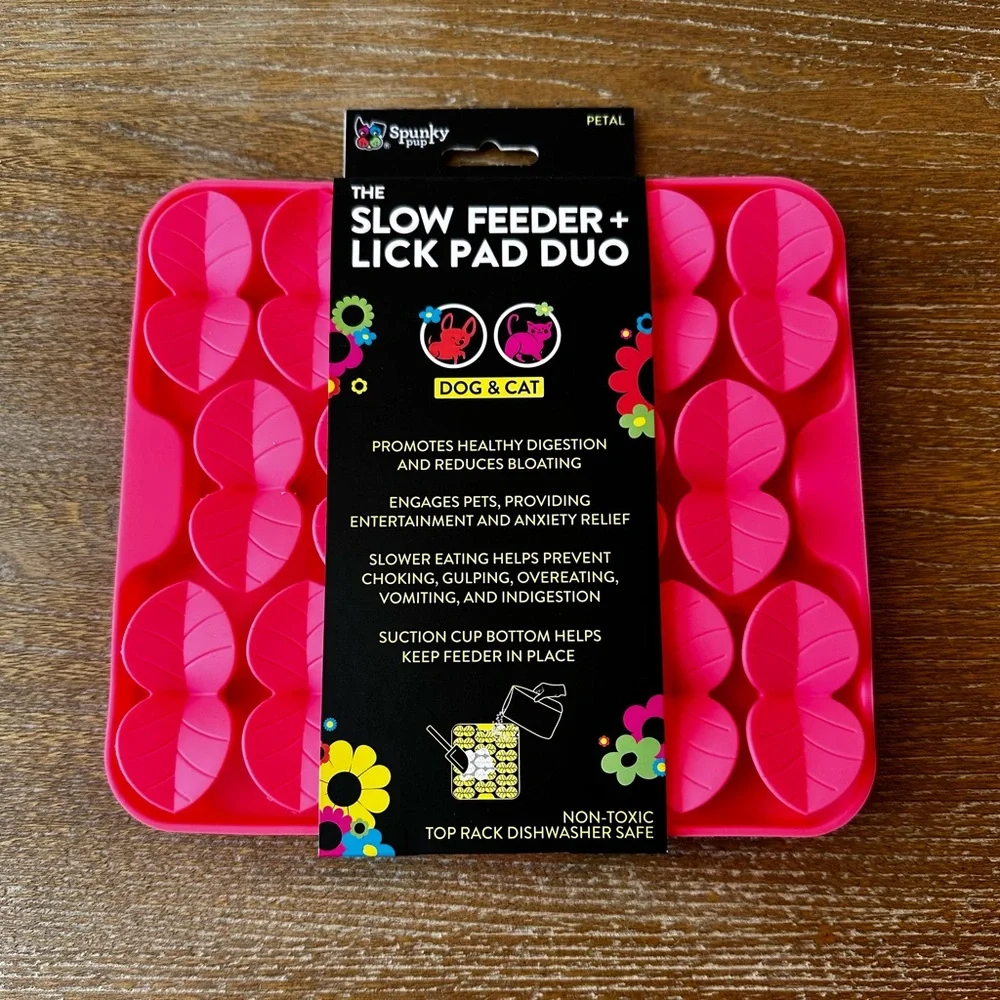 Set of 2 Pink and Purple Slow Feeder + Lick Pad Duo